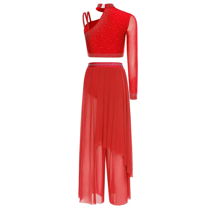 Ensemble shiny top une épaule avec pantalon