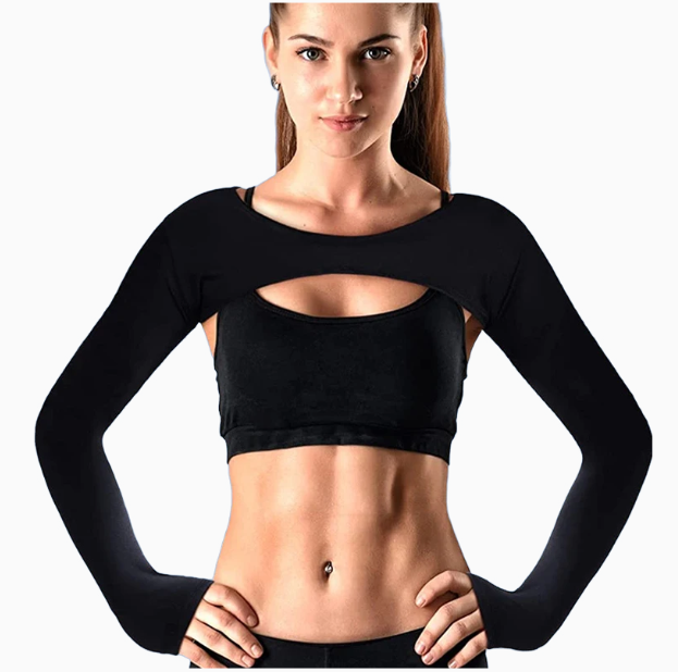 Top avec découpe poitrine manches longues