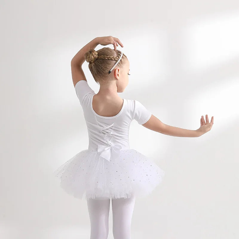 Justaucorps tutu paillettes manches courtes CELESTE