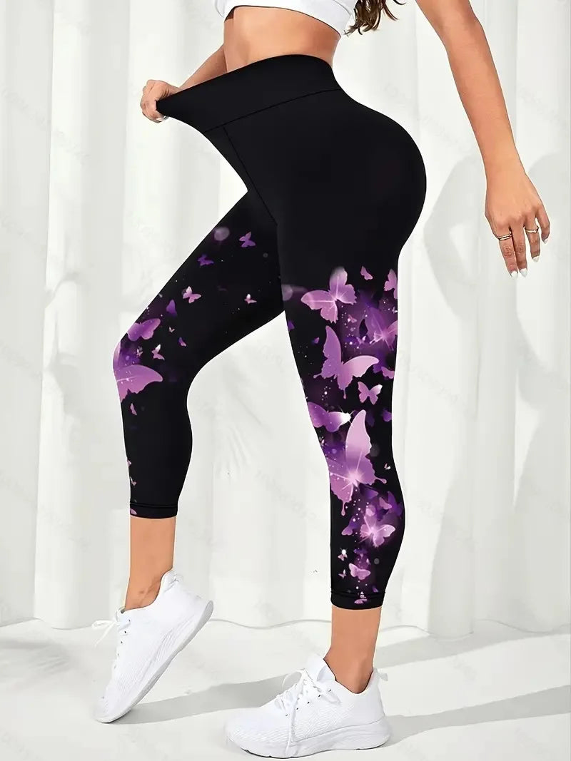 Leggings slim imprimé papillon