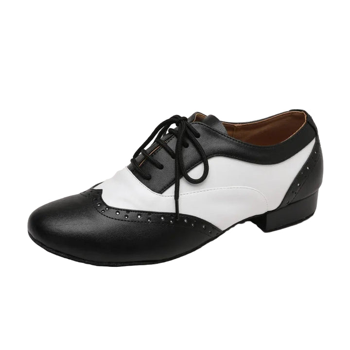 Chaussures de danse cuir noir et blanc Johnny Talon 2.5cm