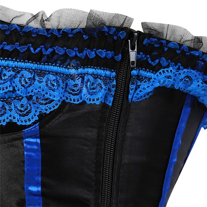 Corset bustier rayures satin avec noeuds