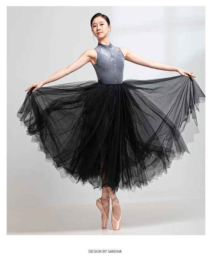 Justaucorps sans manches gris pailleté Sansha