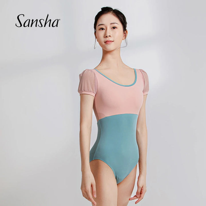 Justaucorps manches courtes bi-colore Sansha