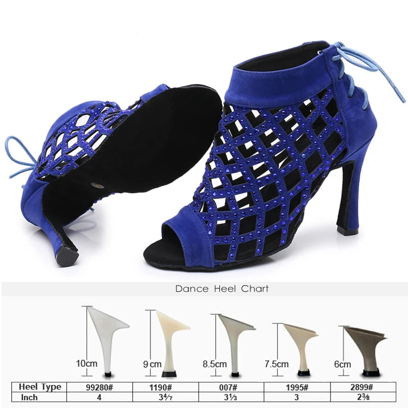 Bottines danse ajourée Noor 3 coloris disponibles Talons 6 à 10 cm