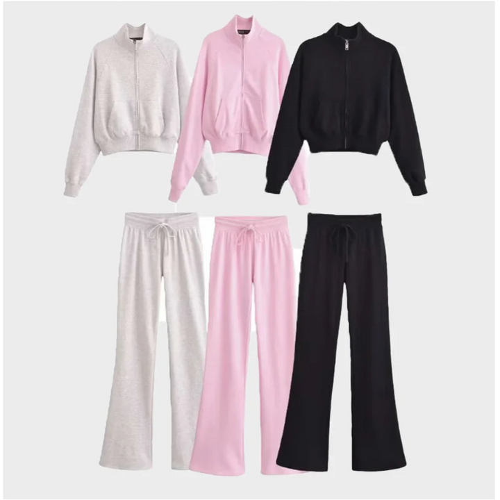 Veste courte zip col haut avec ou sans pantalon