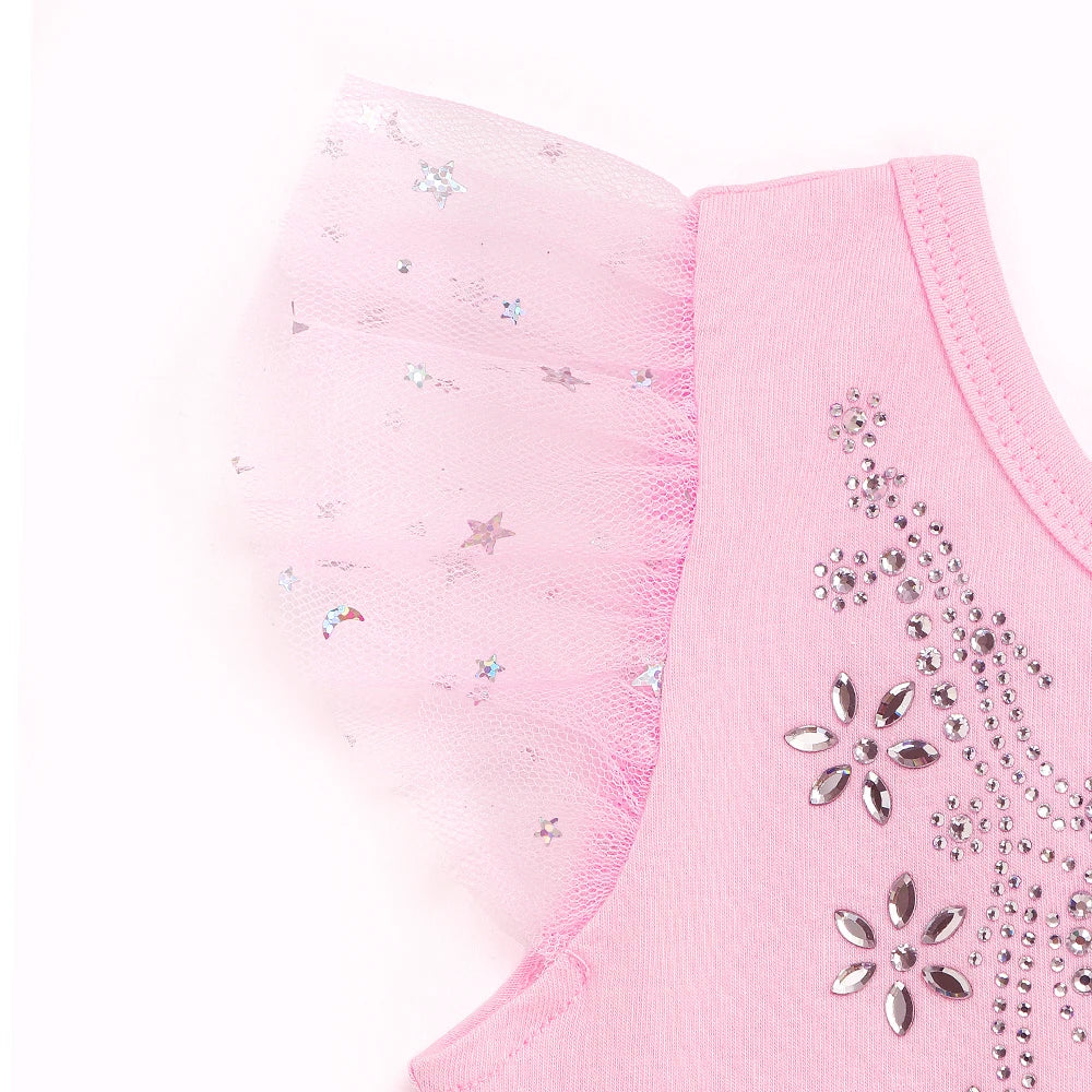 Justaucorps Tutu manches courtes strass et paillettes Kaia