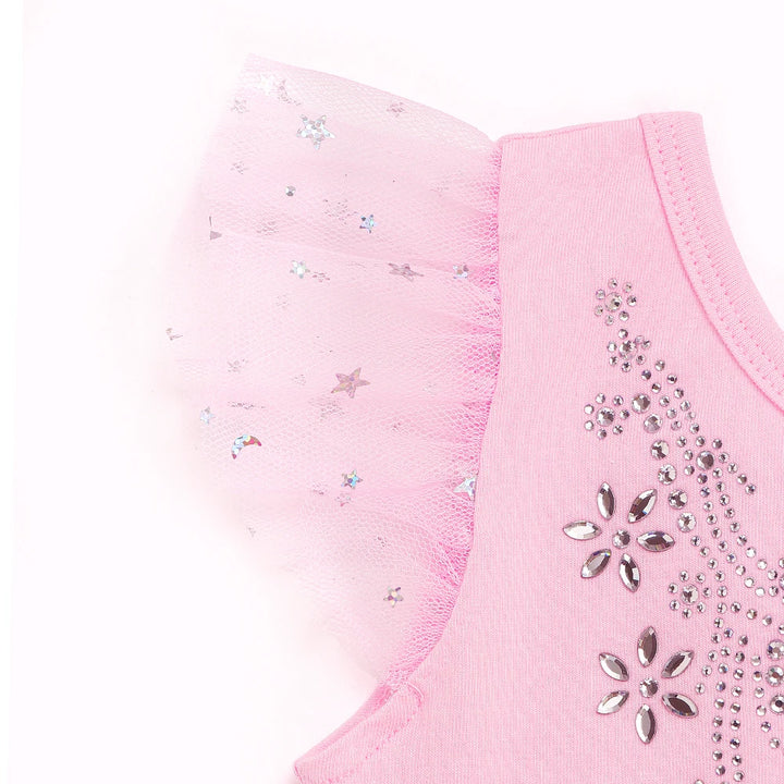 Justaucorps Tutu manches courtes strass et paillettes Kaia