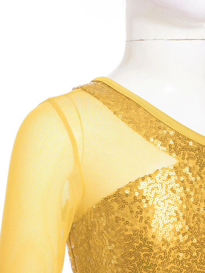 Ensemble Top paillettes 1 manche et Jupe metallique Anae