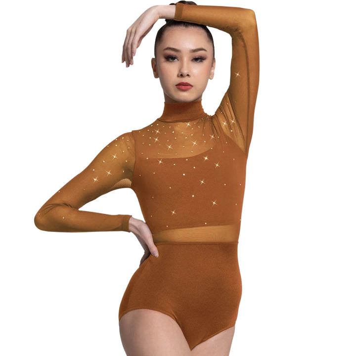 Justaucorps manches longues shiny rhinestone Yuna