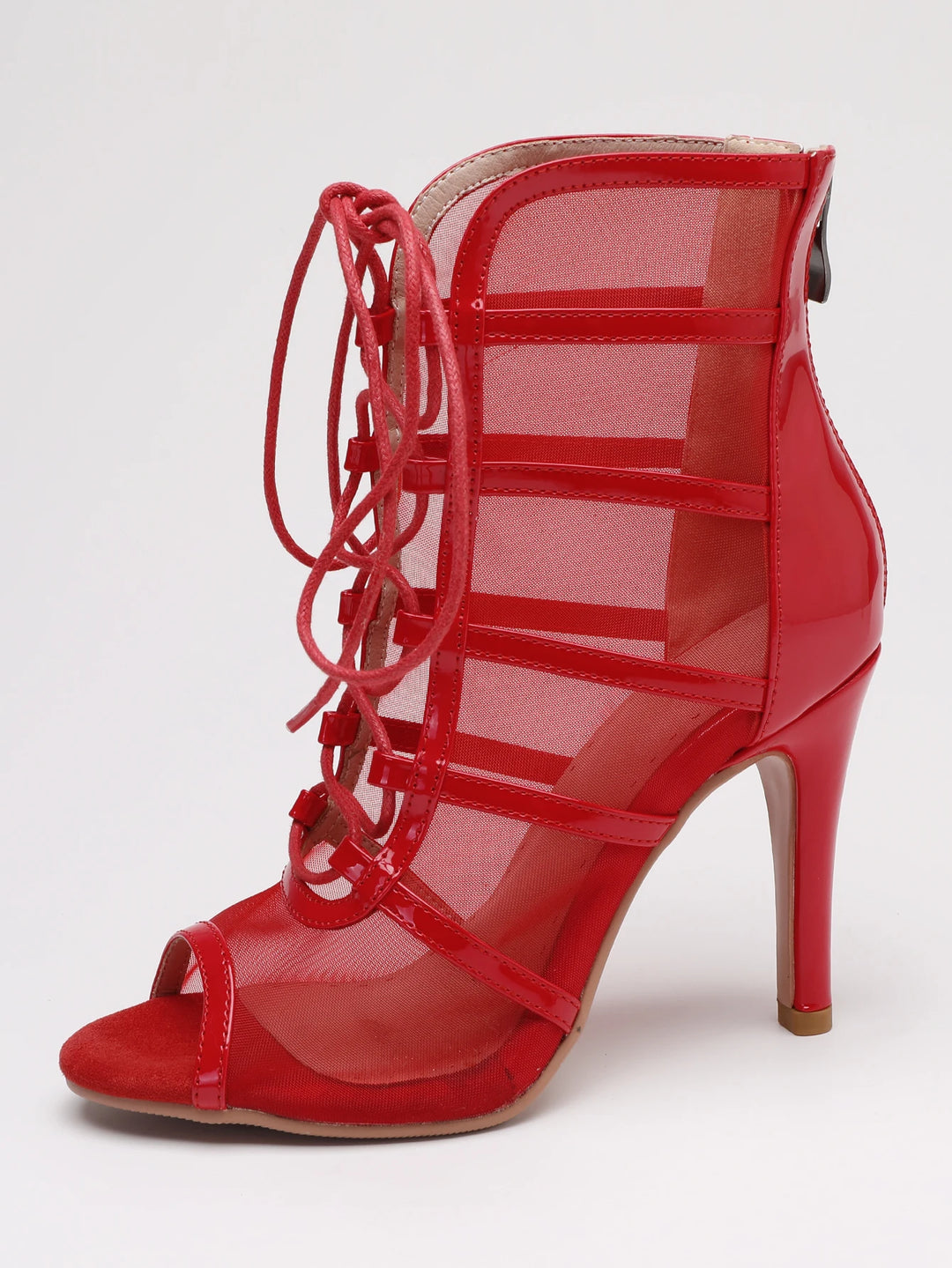 Bottines Ashwini rouge avec semelle caoutchouc Talons 7 à 9.5cm