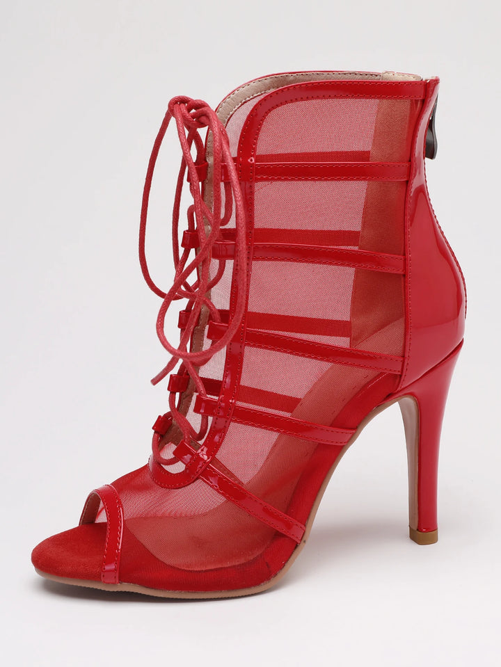 Bottines Ashwini rouge avec semelle caoutchouc Talons 7 à 9.5cm