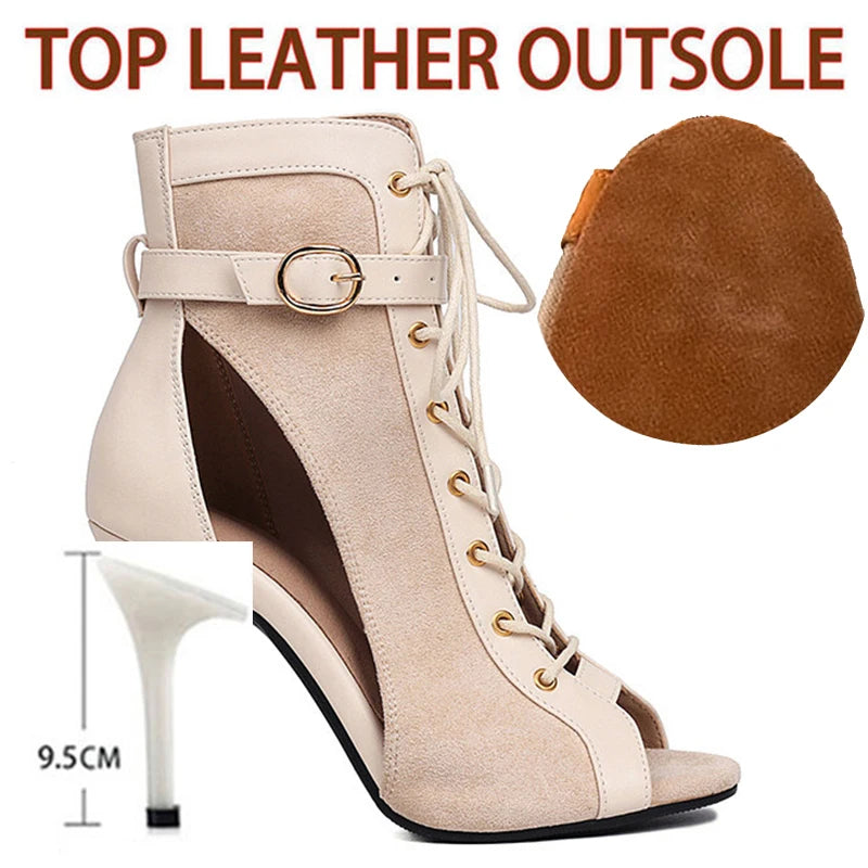 Bottines danse Ruth beige Talons de 7 à 11cm