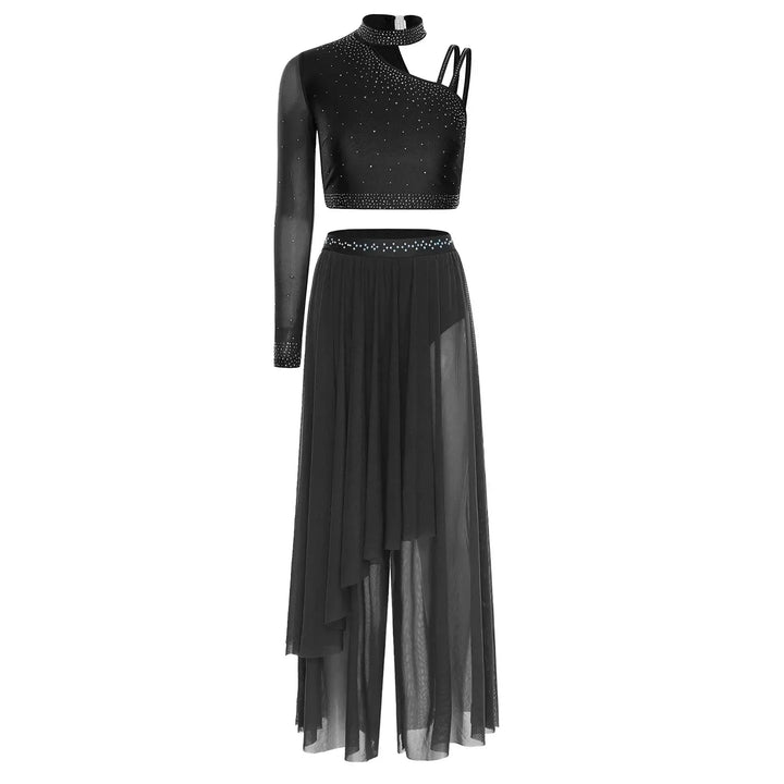 Ensemble shiny top une épaule avec pantalon