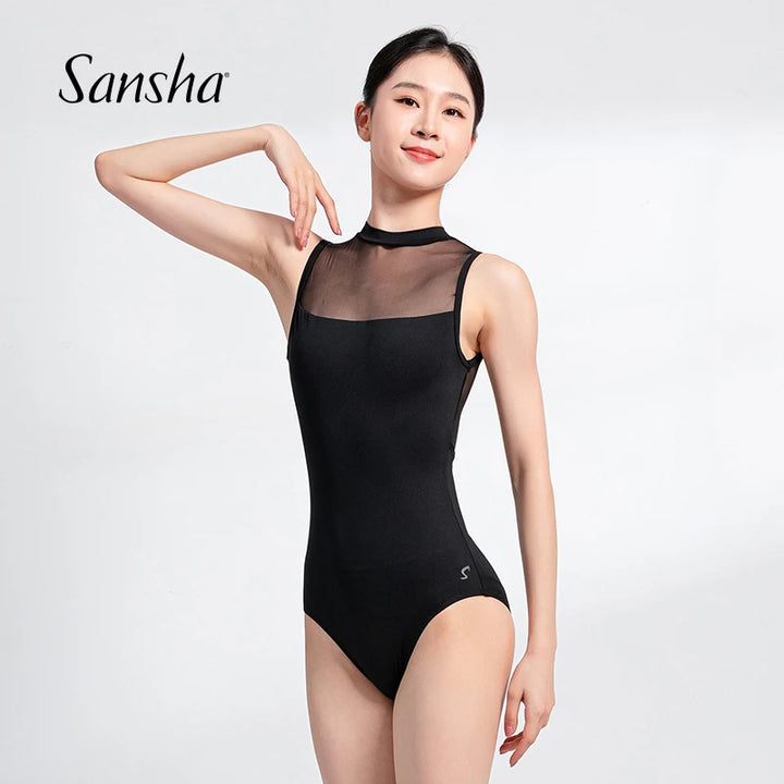 Justaucorps bi-matiere sans manches Sansha