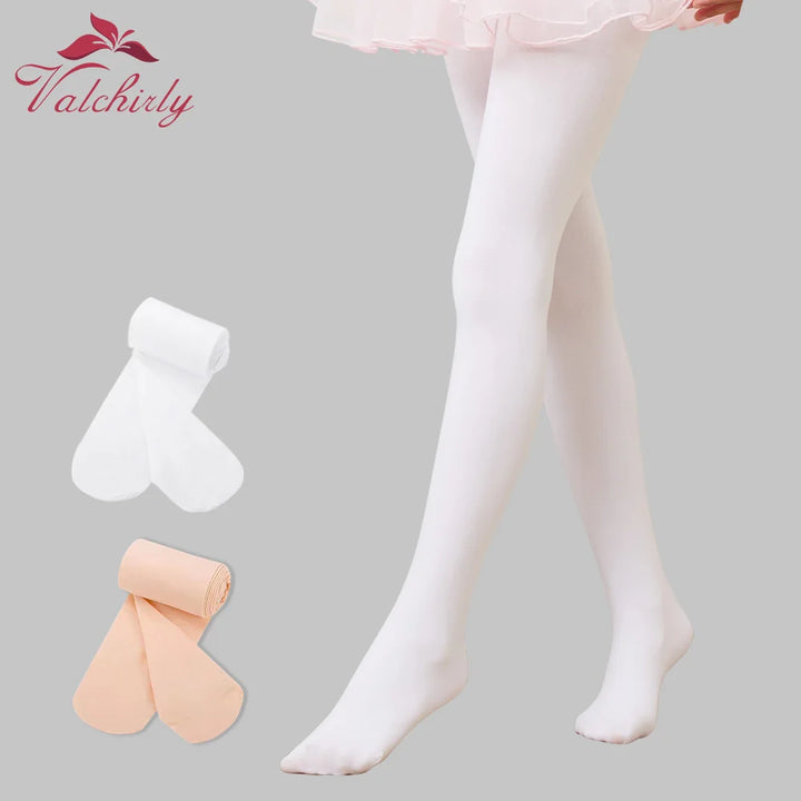 Collants danse avec pieds pour enfants coloris beige ou blanc