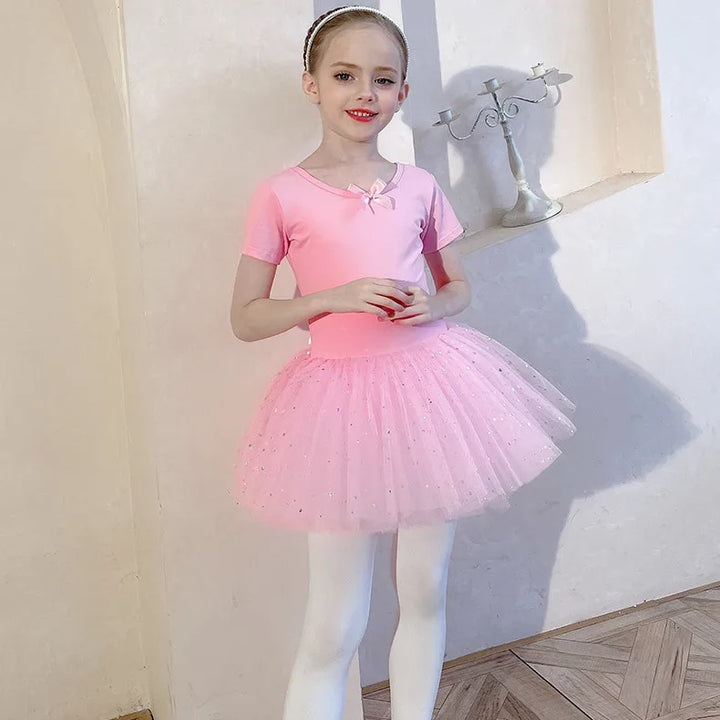 Justaucorps tutu paillettes manches courtes CELESTE