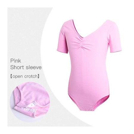 Justaucorps rose manches courtes avec pressions pour 4/5 ans