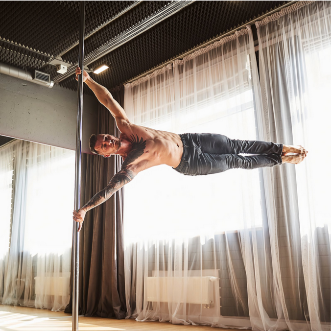 Barre de Pole Dance chromée rotative réglable 222,5-280cm