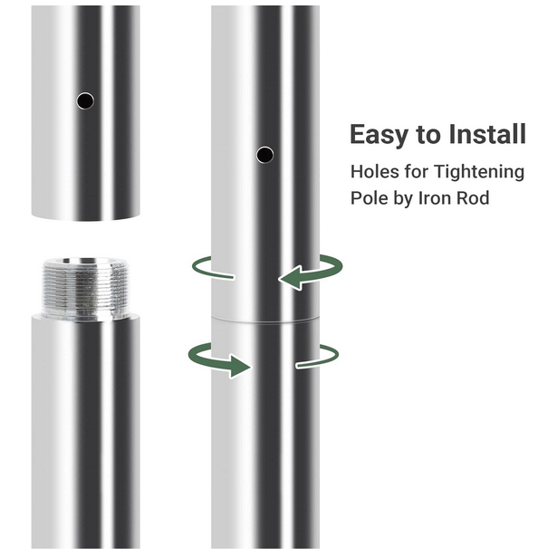 Extension pour barre Pole Dance tube argent 45mn longueur 125mm à 500mm