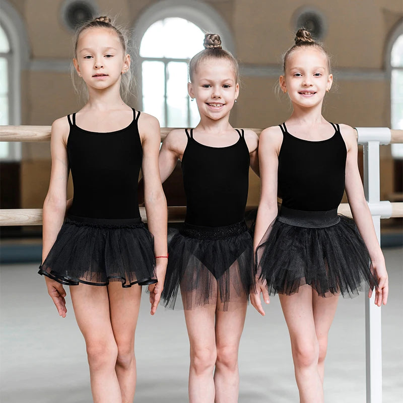 Justaucorps noir double bretelles croisées au dos Amaya