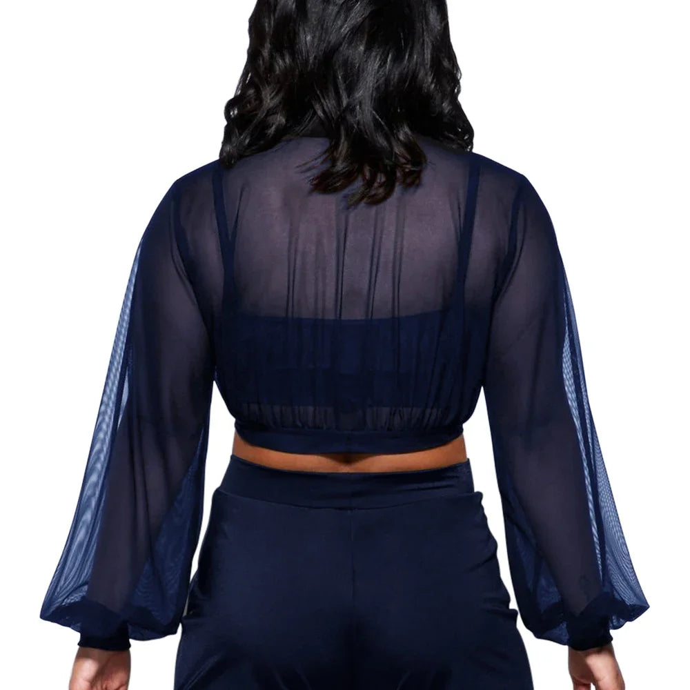 Top crop mesh manches longues avec brassière Vita