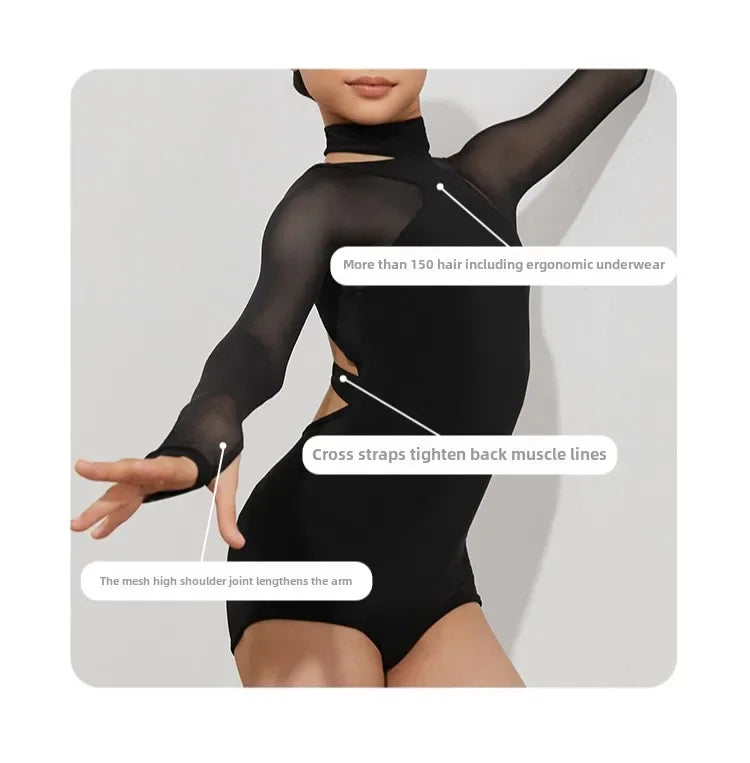 Justaucorps manches longues dos croisé Amira