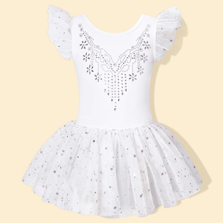 Justaucorps Tutu manches courtes strass et paillettes Kaia