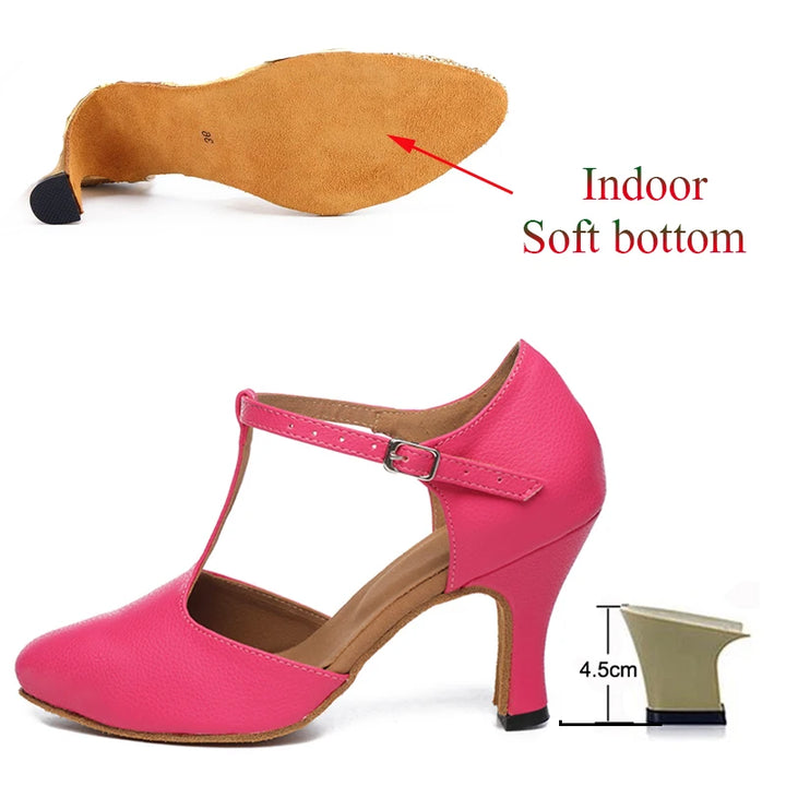 Chaussures de danse fermées Irina rose Talons cubains de 4.5 à 8.3cm