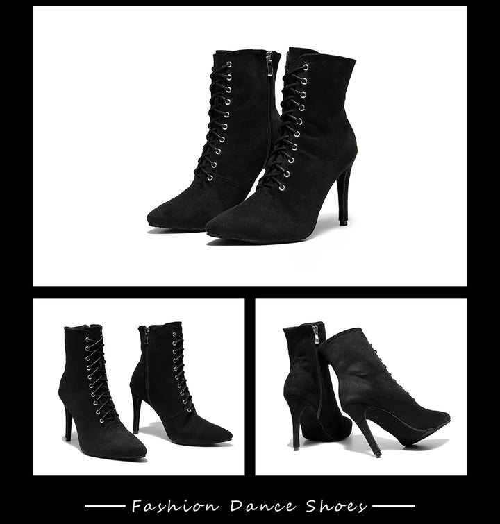 BOTTINES FERMÉES DANSE SHAYANE NOIR TALONS DE 6 À 11CM