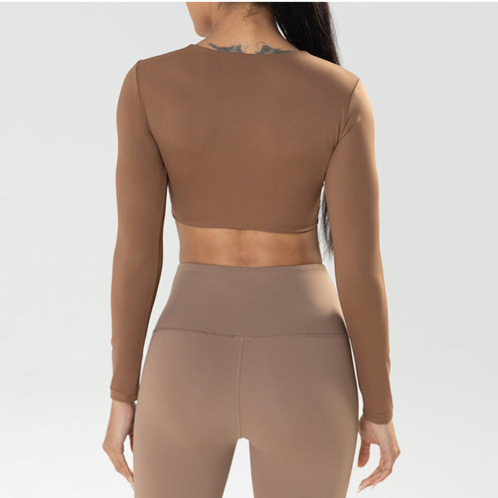 Top court grand décolleté manches longues