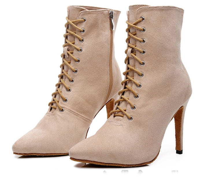 BOTTINES FERMÉES DANSE SHAYANE BEIGE TALONS DE 7 À 11CM