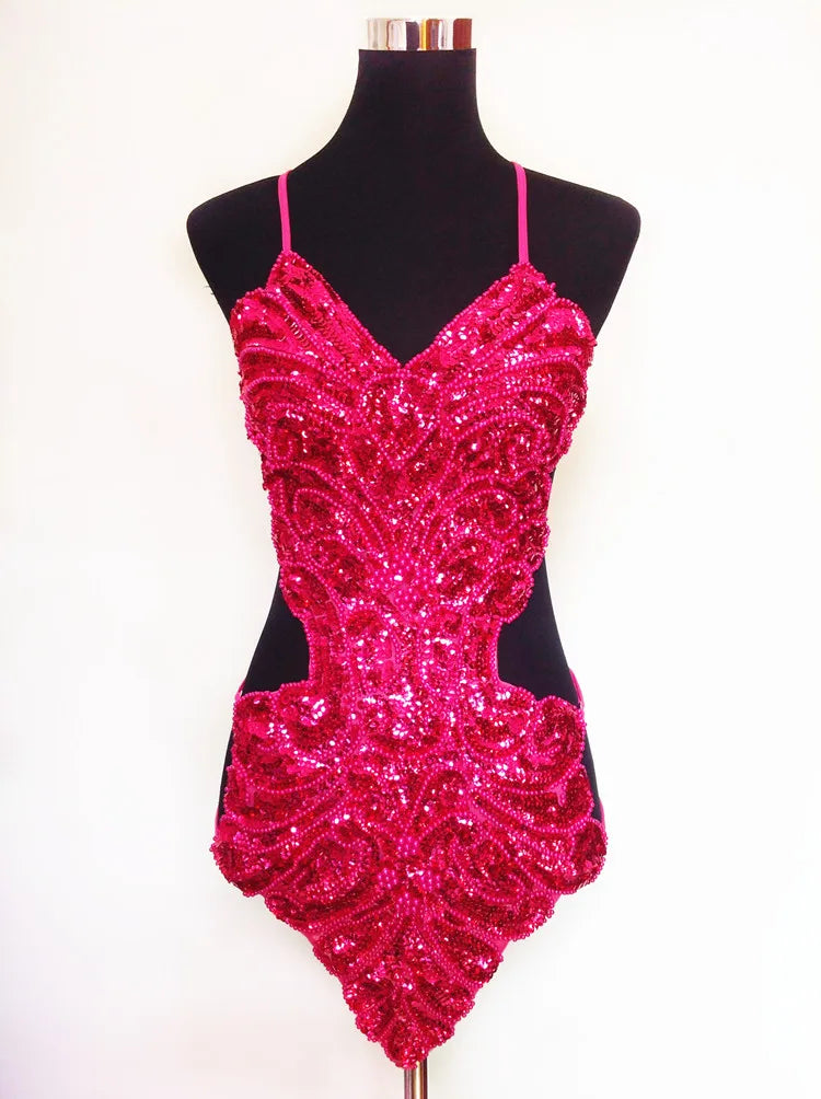 Robe de Danse Pailletée Dos Nu Papillon