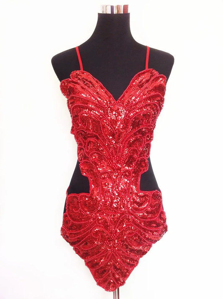 Robe de Danse Pailletée Dos Nu Papillon