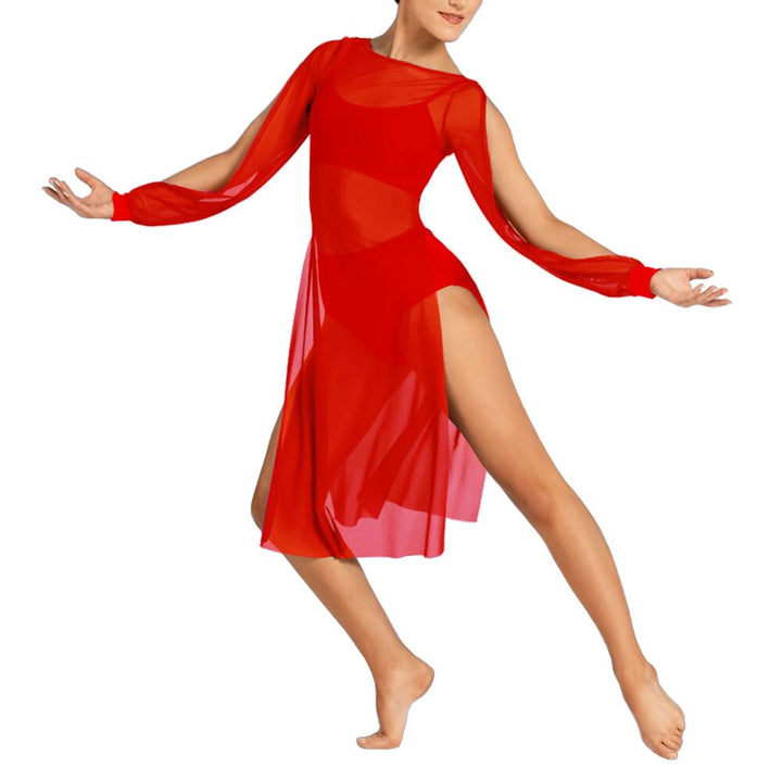 Robe fendue Romy maille transparente avec top & shorty gris bleu