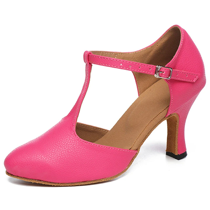 Chaussures de danse fermées Irina rose Talons cubains de 4.5 à 8.3cm