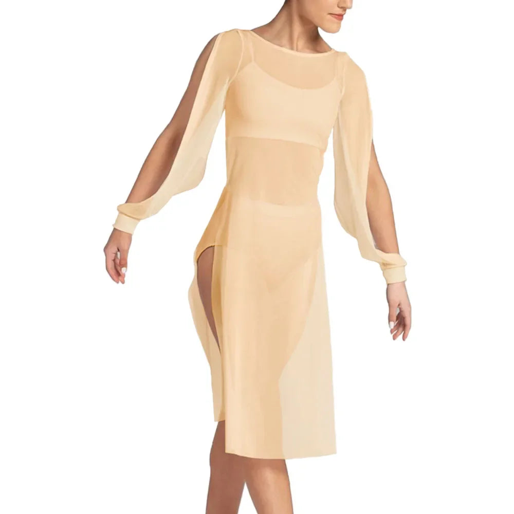Robe fendue maille transparente avec top & shorty 2