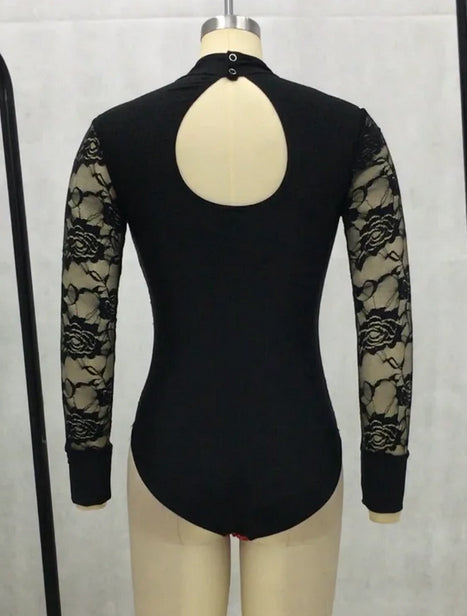 Justaucorps manches longues avec dentelle Léa