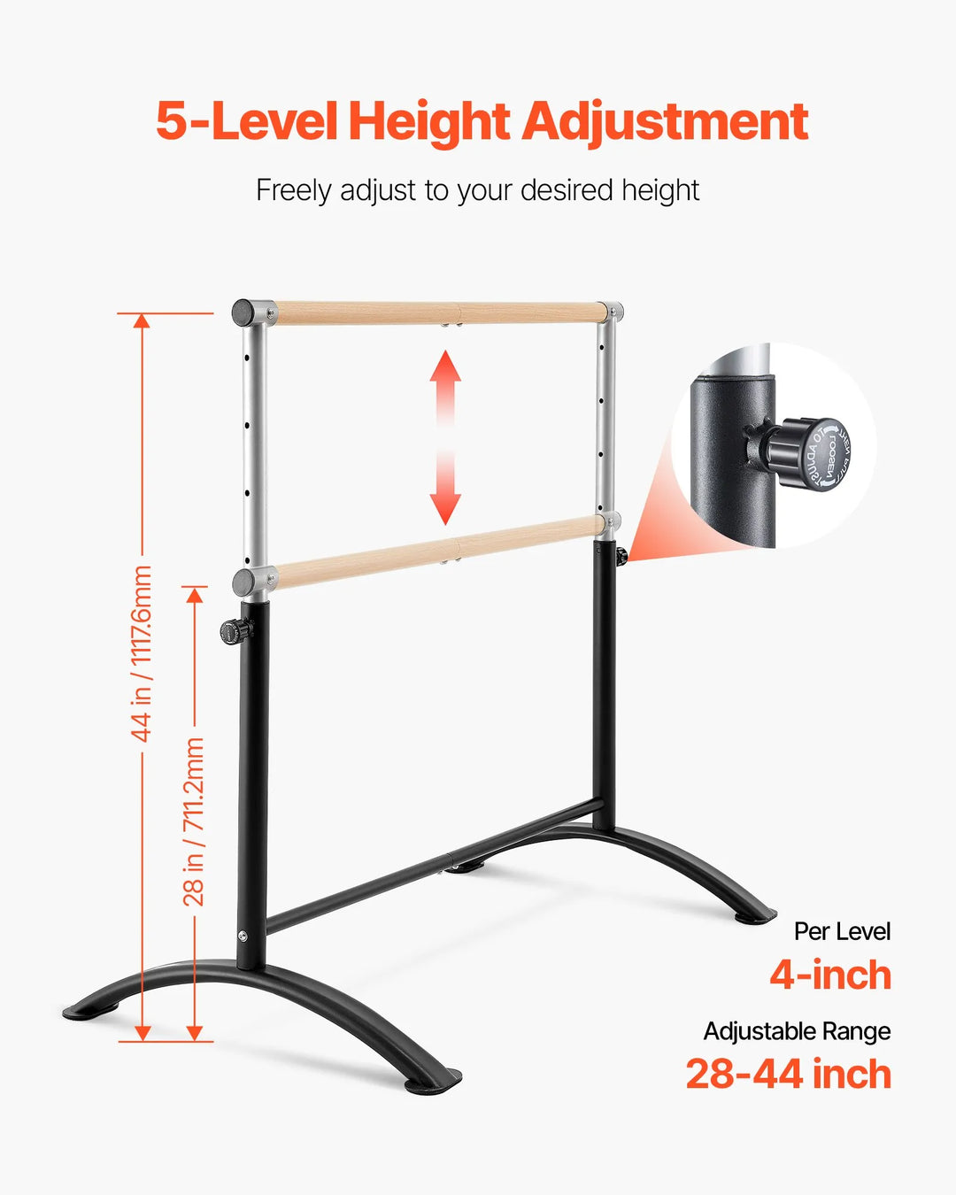 Barre de Danse mobile hauteur réglable 71 et 112cm