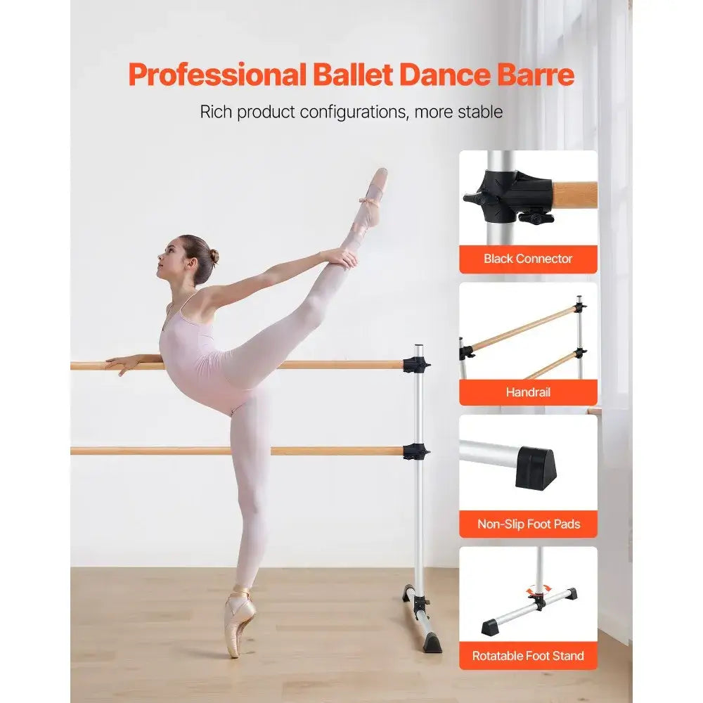 Barre de danse mobile double en bois 1260mm