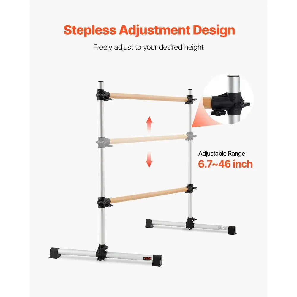 Barre de danse mobile double en bois 1260mm