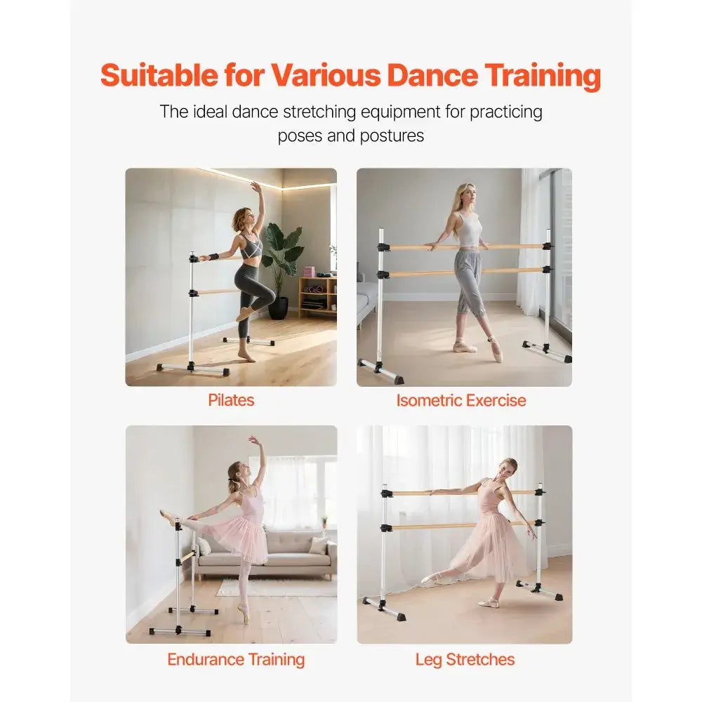 Barre de danse mobile double en bois 1260mm