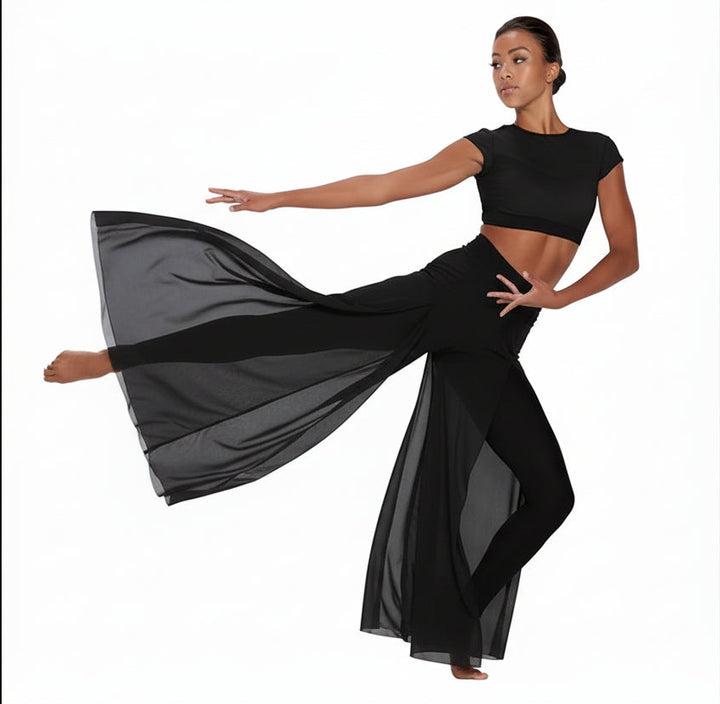 Ensemble Top crop et Pantalon large fendu noir Taille M