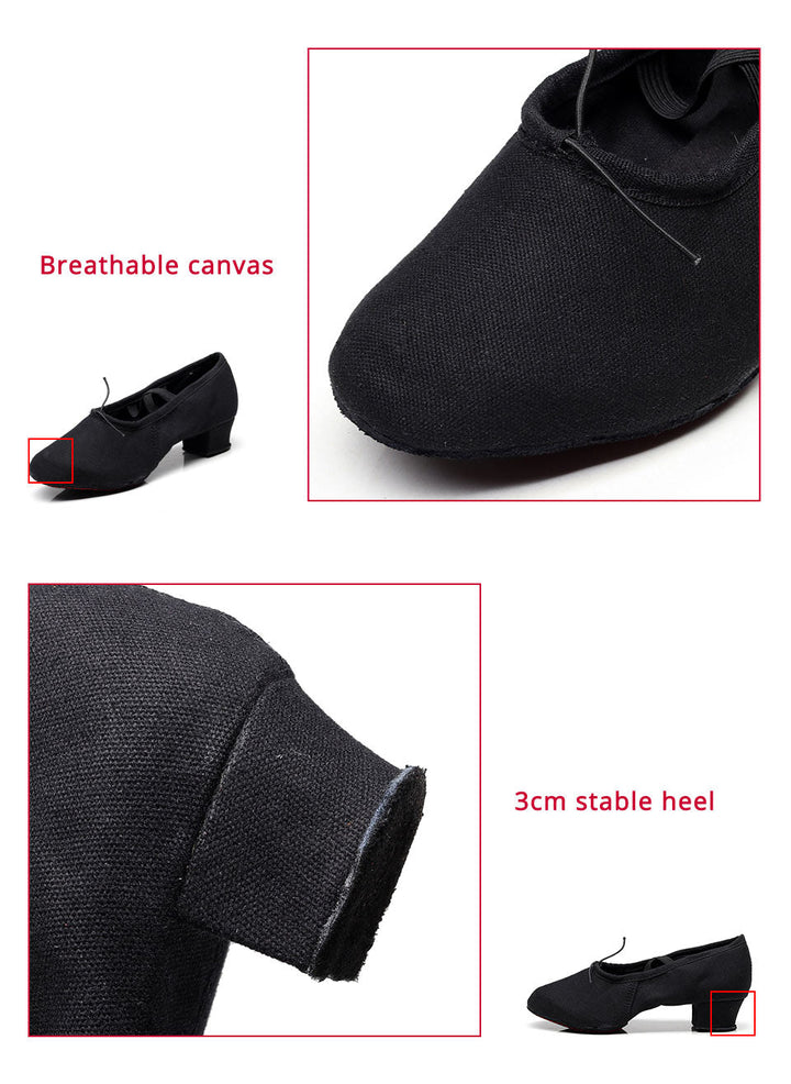 Chaussons de danse Classique demi pointes en toile à talons avec élastiques pour enfants & adultes - Hauteur de talons 4 cm - 5 coloris au choix: - Dance Store