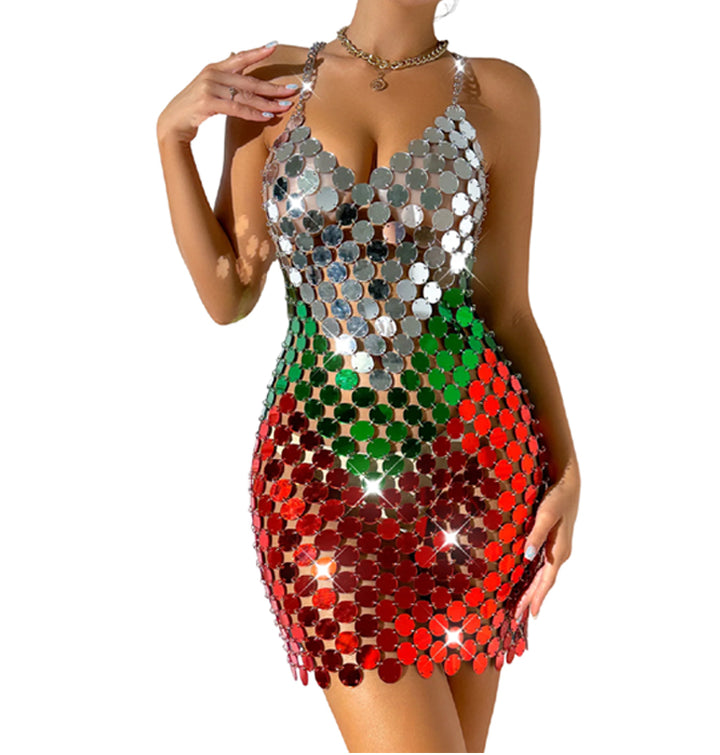Robe Colorful Metal Sequins Azima