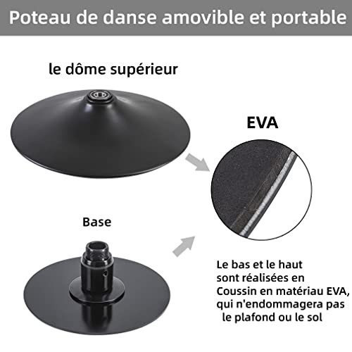 Barre de Pole Dance 360 spin coloris noir