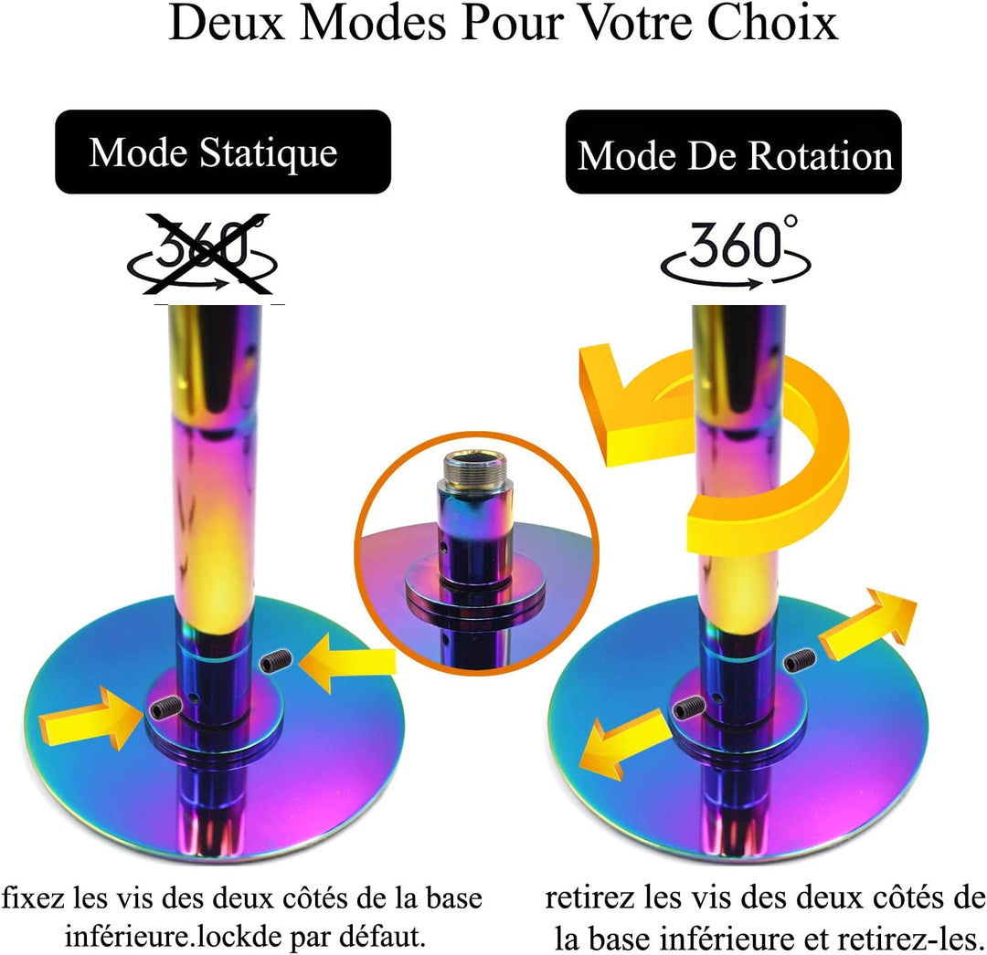 Barre Pole Dance 360 spin Arc-en-Ciel