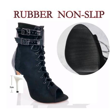 Bottines danse à lacer Laureen noir ou argent Talon de 7 à 9.5cm