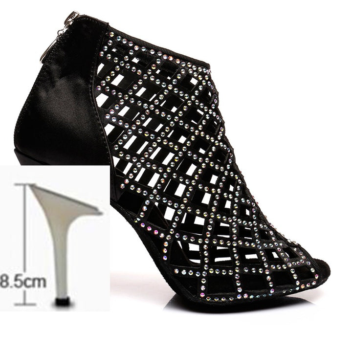 Bottines strass coloris noir Régine Talons de 6 à 10cm