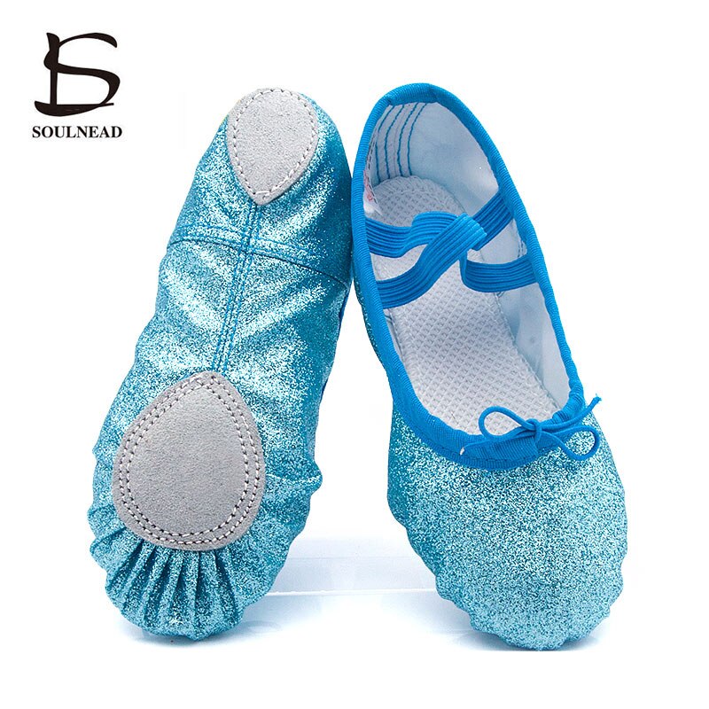 Chaussons demi-pointes paillettes bleu